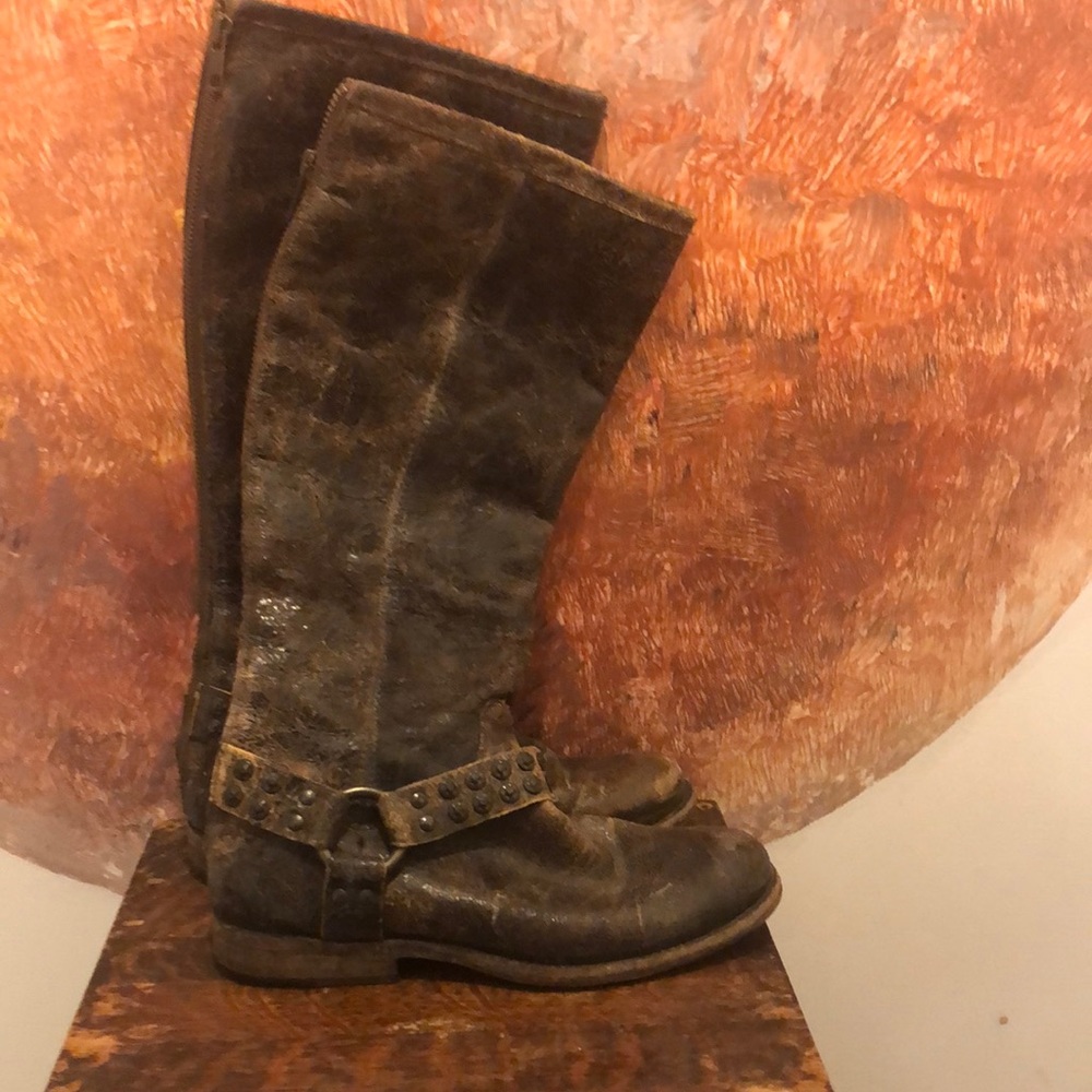 Frye Leather Philip Studded Harness Tall Boot